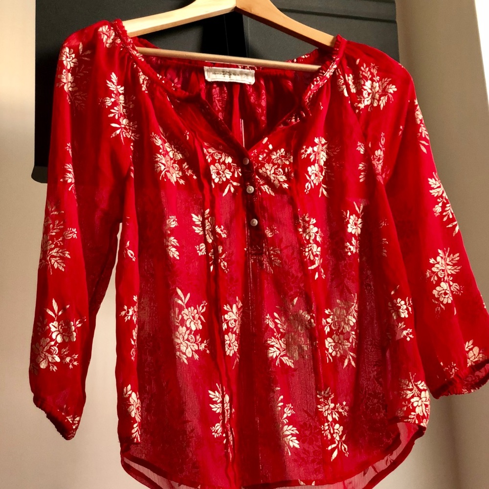 Abercrombie red Striking Blouse